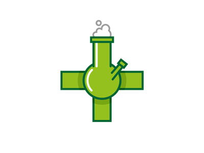 Medical Dispensary bong cross green identity logo medical rebound