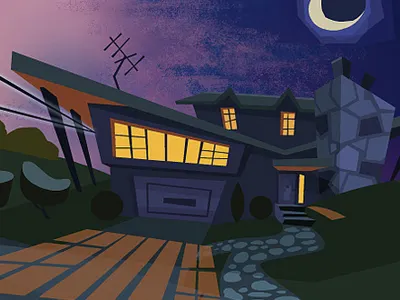 retro haus animation illustration