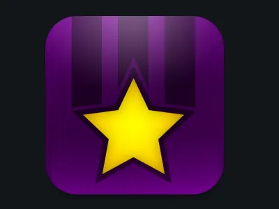 iPhone app icon, final v? app black bookmarks hero icon iphone metal purple star stripes