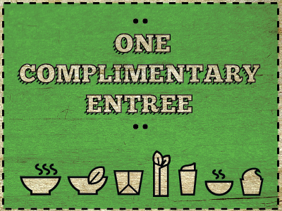 One Complimentary Entree black chunkfive green icons texture wood