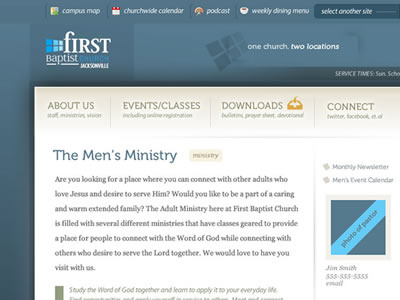 FBCJax.com Redesign 2011 (proposed) church florida jacksonville ministry redesign website