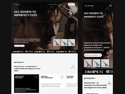 gUnting - scissors branding breakpoints clean design cutting design ecommerce exploration figma graphic design landing page mobile version responsive scissors showcase simpel design ui uidesign uiuxdesign web design website