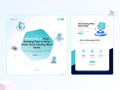 Ai Lead Gen Landing Page Desgin ai branding clean desgin graphic design illustration landing page lead light blue light theme tech ui ux vector website desgin