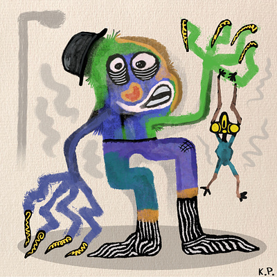 Mr Hobo character colorful digital drawing illustration procreate