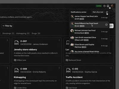 Notifications · Koala UI b2b dark dark mode dashboard design figma koala landing notification notificatoins product saas ui ui design user interface ux ux design uxui