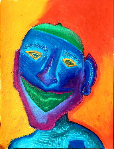 Person of color V2 character colorful drawing oil pastel