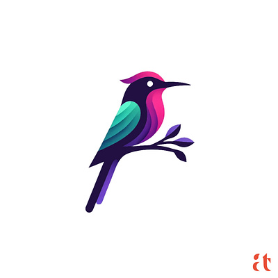 Artistic Logo Inspirations by ART #21: Bird Perched on a Branch aravind art bird perched on a branch clean design digital flat geometric graphic design icon logo modern nature reddy tarugu ui ux vector website