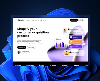 HELBY LANDING PAGE app design landing page saas ui ux website