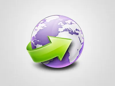 Just a simple placeholder arrow globe icon purple