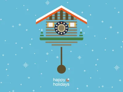 Happy Holidays from helvetic brands clock cuckoo new year swiss xmas