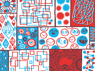 Merry Christmas! christmas card doodle illustration maura cluthe red and blue