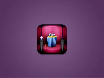 Cinema Reservations WIP #3 114px application application icon chair cinema icon icons iphone iphone 4 jelly labs pinky von pout popcorn retina retina display seat theater theatre tickets velvet