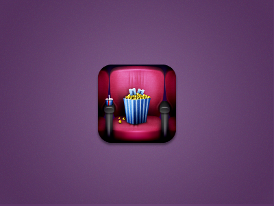 Cinema Reservations WIP #3 114px application application icon chair cinema icon icons iphone iphone 4 jelly labs pinky von pout popcorn retina retina display seat theater theatre tickets velvet