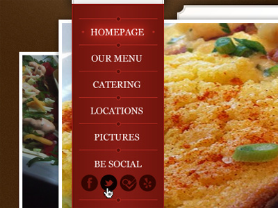 Yummy food hover links menu navigation pictures slideshow website