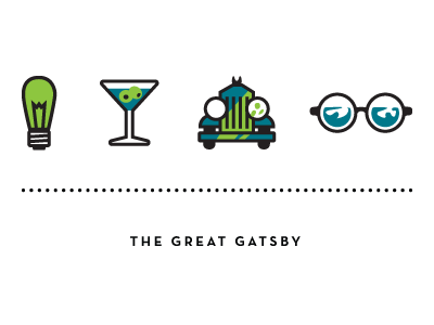 The Great Gatsby classic gatsby icons illustration literature logo tj eckelburg