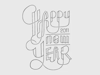 Happy New Year hand drawn happy new year lettering typography
