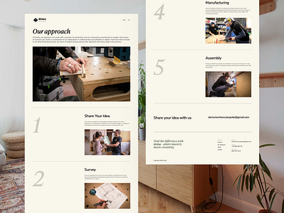 Approach page for architecture / bespoke furniture studio approach page architecture website design furniture website process page web design website