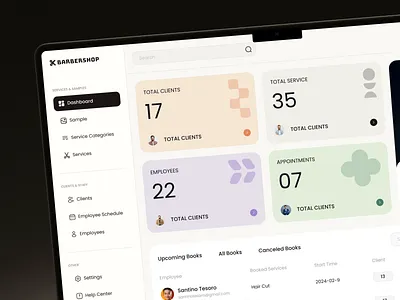 Barber and Beauty Salon Booking Dashboard appinment barber barbershop booking crm dashboard dashboard design design hairdesser hairstyle on demand on demand service online booking salon