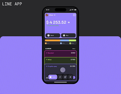 Line Crypto Wallet App app crypto app figma design finance app home screen mobile design product design rive ui ux wallet