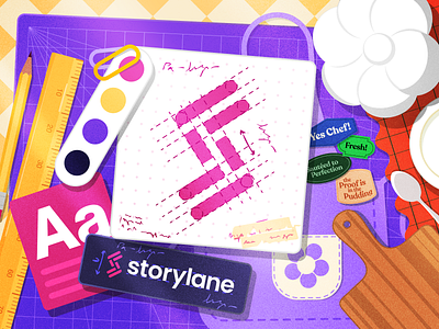 I'm Joining Storylane! branding chef cooking design illustration kitchen logo stickers technical drawing