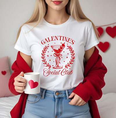 Galentine’s Social Club T-Shirt-1 amazon branding custom t shirt etsy galentine galentinesday graphic design illustration logo merch store vector