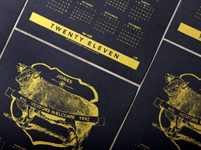 Twenty Eleven Jones Calendar 2011 calendar gold screen print twenty eleven