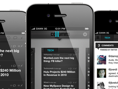 Colllumns iPhone App - sneak peek iphone ui