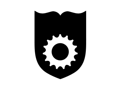 Bike company logo concept 2 cog gear logo shield