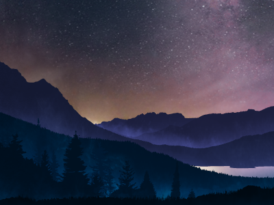 Oquirrh Night Sky lake milky way mist mountains night pines stars trees