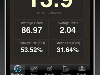 Golf Trac: iPhone Dashboard dashboard golftrac ios iphone
