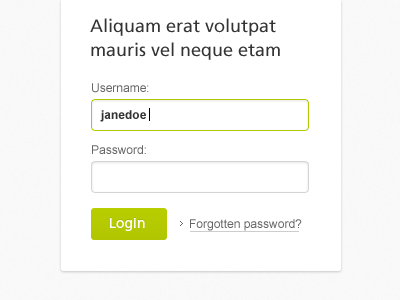 Login button focus form green login password ui