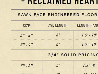 Spec Sheet type