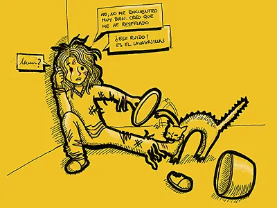 (I tried to) Cook a cat black pen drawing sketch