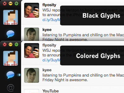 Twitter for Mac Replacement Traffic Lights app black bubble colored flyosity glyphs icon icons kyee red tweetie twitter yellow