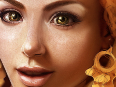 Face in progress digital illustration painting