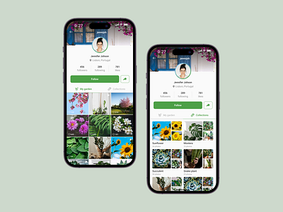 UI Concept - Social Media for Gardeners app collection ui feed design garden gardening app interaction design interface minimal ui mobile app design mobile interface profile ui social media app ui user profile design uxui concept