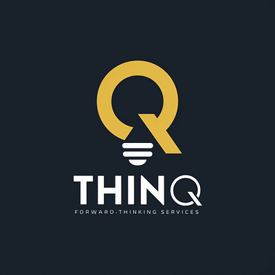 THINQ logo with Crative Bulb icon (Unused) creative creative bulb idea idea logo logo logo design minimal