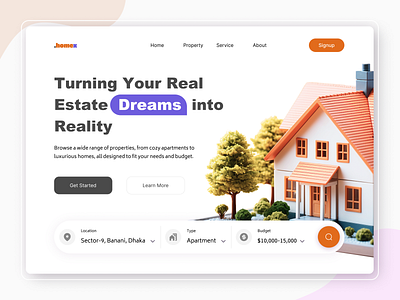 Real Estate Website Hero Section - Clean & Modern UI Design clean design dashboard figma hero section mobile app real estate website responsive design screenshot uiux ux