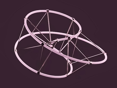 3D Orbital Frame 3d 3d animation 3d art 3d design 3d rendering 3d visual abstract background curved dark purple design digital digital art elegant glowing graphic design illustration metallic bars open structure white rings