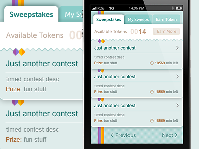 iPhone app UI - sweepstakes #2 app gui interface iphone ui