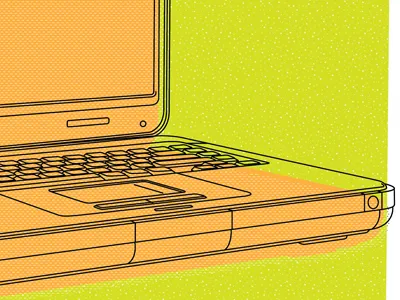 40 Free Laptops green illustration orange poster vintage