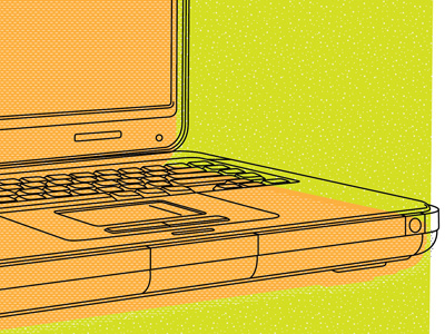 40 Free Laptops green illustration orange poster vintage