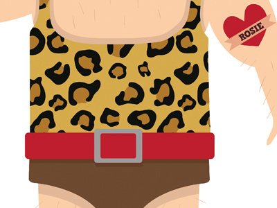 Strongman cartoon character leopard print strongman swatch tattoo vector