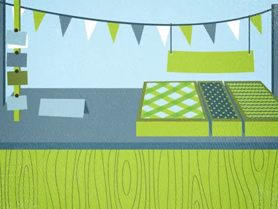 Marketplace blue green illustration