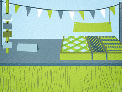 Marketplace blue green illustration