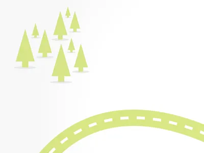 Woods green road trees white