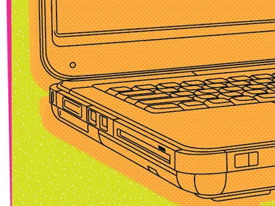 Another 40 Free Laptops green illustration orange poster ryan is awesome! vintage