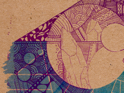 Poster Doodle blue crystal doodle illustration kraft purple