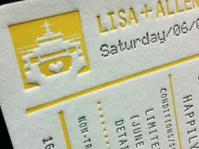 Ferry Tale Ticket boat ferry heart letterpress seattle ship ticket wedding yellow