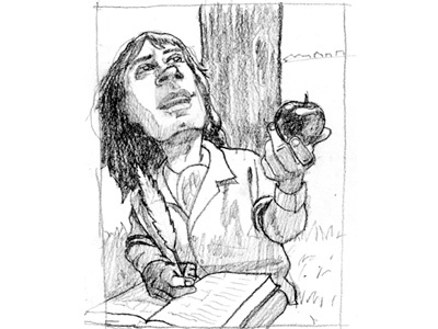 Newton Sketch carcoal caricature drrawing pencil